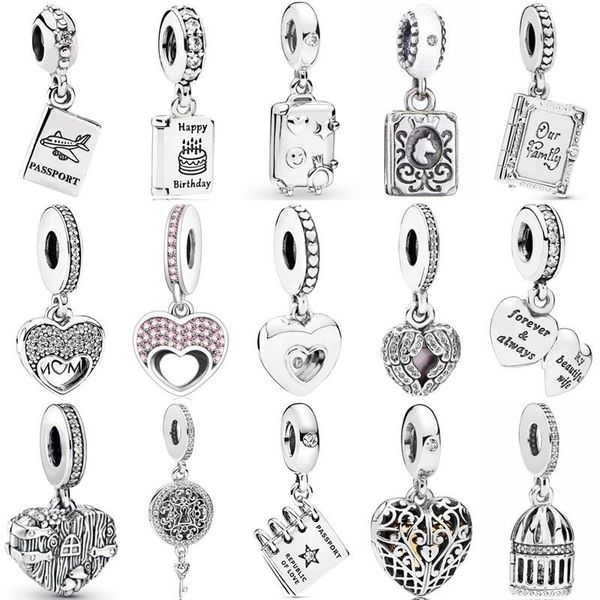 

other diy charmmum heart passport family book suitcase birdcage pendant 925 sterling silver bead fit bracelet jewelry