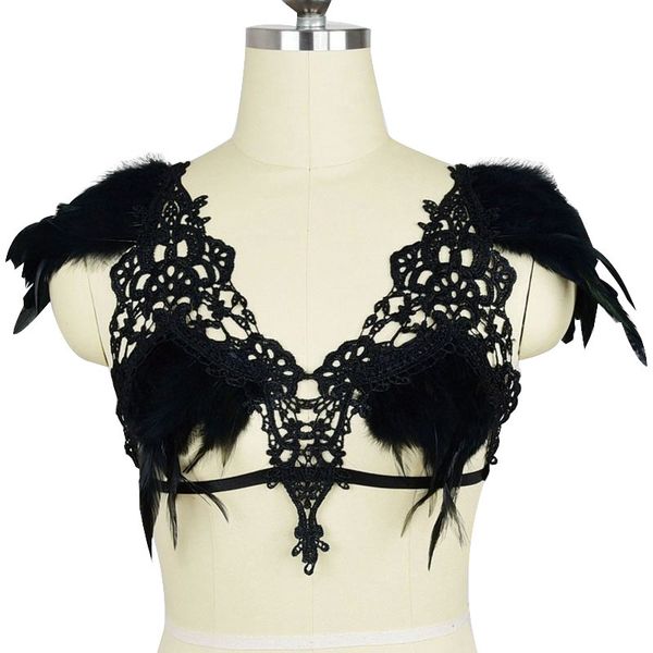 

hollow out feather late night temptation bra, lingerie woman, Black;white
