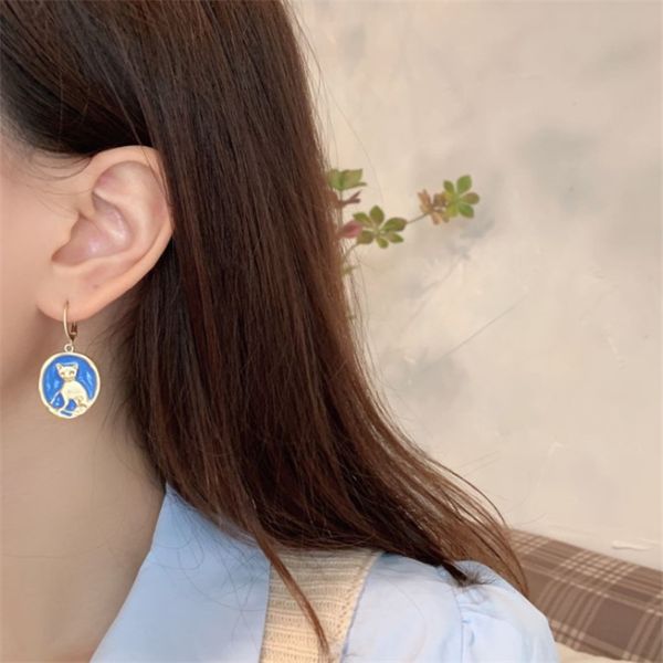 

cat chandelier simple versatile temperament advanced feeling lovely net red girl earrings, Silver