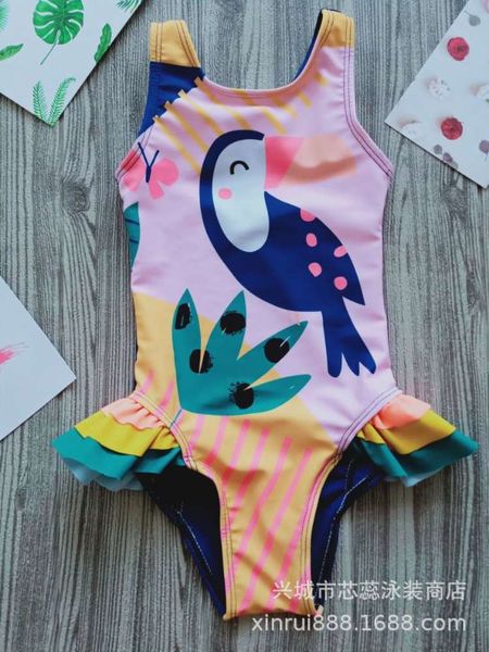 

children's suit children's printed one piece flash girls' swimsuit, Black