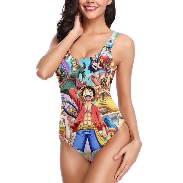 

women's swimwear one piece monkey d. luffy skull with push up women swimsuit closed body female bathing suit for pool beach wear, White;black