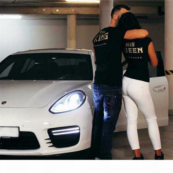 

sale king queen funny letters printed couples better t-shirt women men tees hipster summer fashion clothing 4xl t, White;black
