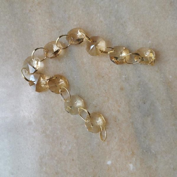 

chandelier crystal 14-16mm machine champagne octagonal beads prism diy in 2 holes home curtain accessories