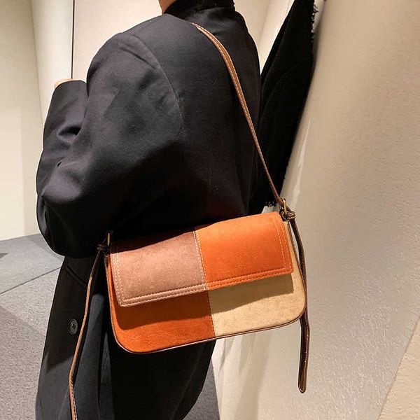

advanced women's bag 2021 trend single shoulder armpit small square fashion texture simple menger contrast color