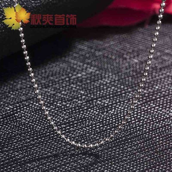 

whole body s925 sterling silver necklace, round bead electroplated platinum color preserving matching chain, 16 18 inch, Black