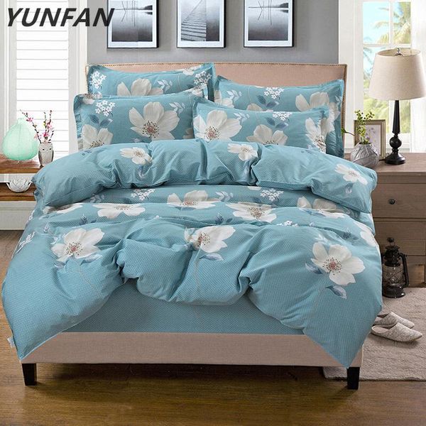 

bedding sets white and blue flower bed set linen cotton twin full  king size duvet cover fitted sheet luxury bedclothes