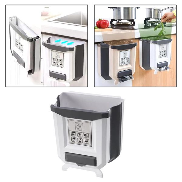 

waste bins creative folding wall mounted bin kitchen cabinet door hanging trash can bathroom