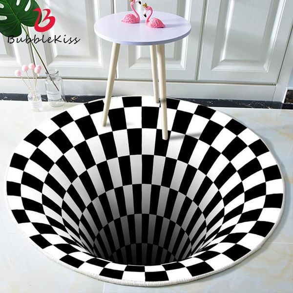 

carpets bubble kiss abstract geometric art round carpet 3d black and white printed home area vortex illusion bedroom decor rugs