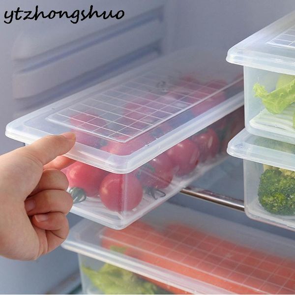 

plastic storage bins refrigerator box containers with lid for kitchen fridge cabinet er desk organizer bottles & jars