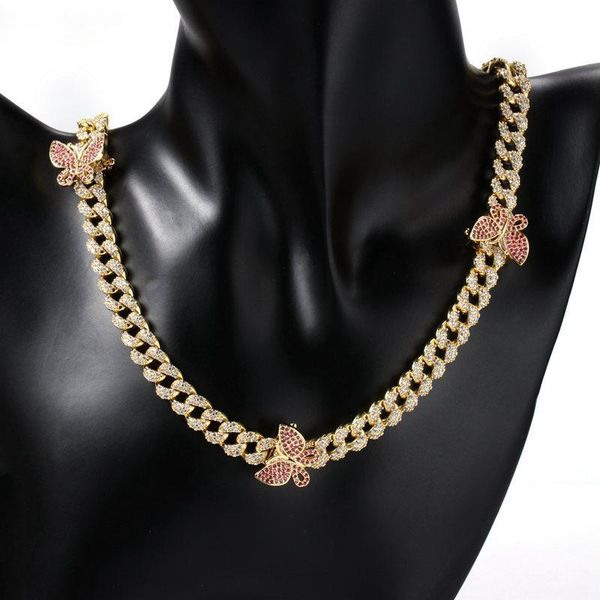 

chains hip hop butterfly cuban chain gold plated necklace 210329-03, Silver