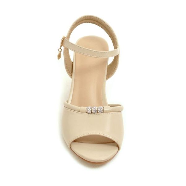 

dress shoes pqecfs big size 32-45 summer fashion women solid metal decoration heels sandals 3 colors, Black
