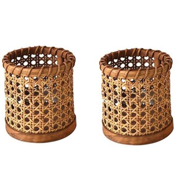 

storage baskets rattan chopsticks handmade, spoon organizer, holder pen pencils organization, vase support (2 pcs)