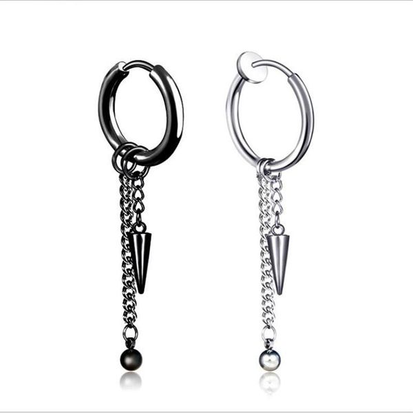 Orecchini a cerchio con catena a triangolo punk Piercing per donna Uomo Personalità Clip per orecchio Falso gioielli non di moda Huggie