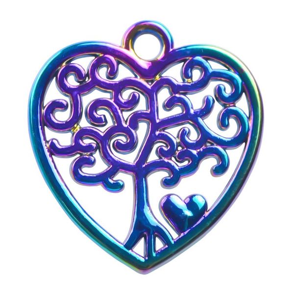 

charms 10pc/lot 18x17mm rainbow color family tree heart pendant alloy floating fit for necklace bracelet locket, Bronze;silver