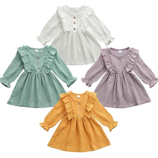 

girl's dresses toddler kids baby girl cotton linen party casual dress clothes set sundress, Red;yellow