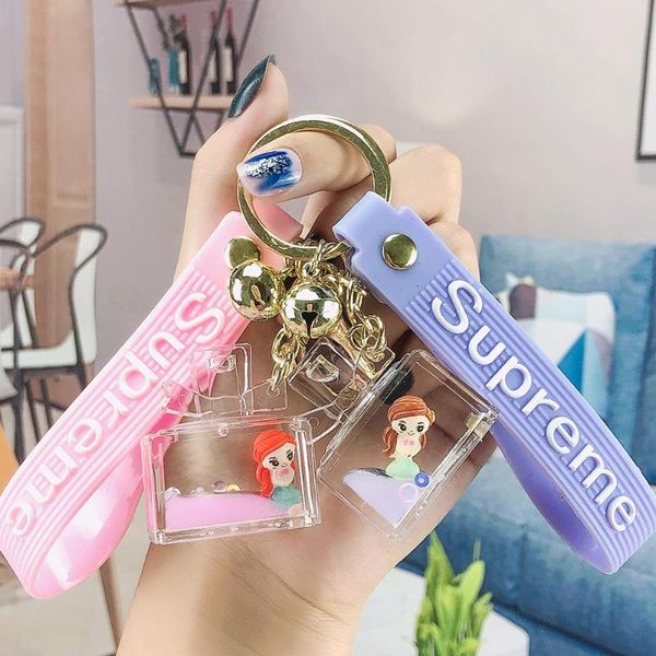 

keychains mermaid keychain personality creativity ocean quicksand floating bottle bag pendant accessories car key ring gifts for friends, Silver