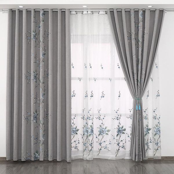 

curtain & drapes chinese light gray bedroom luxury fashion simple living room curtains embroidered