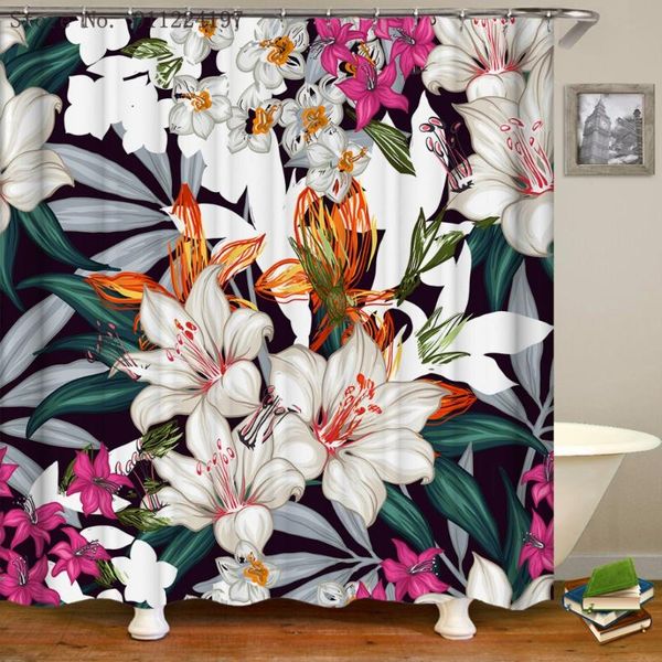 

shower curtains spring floral plants print curtain plum flower bathroom waterproof polyester home decoration suit with hooks