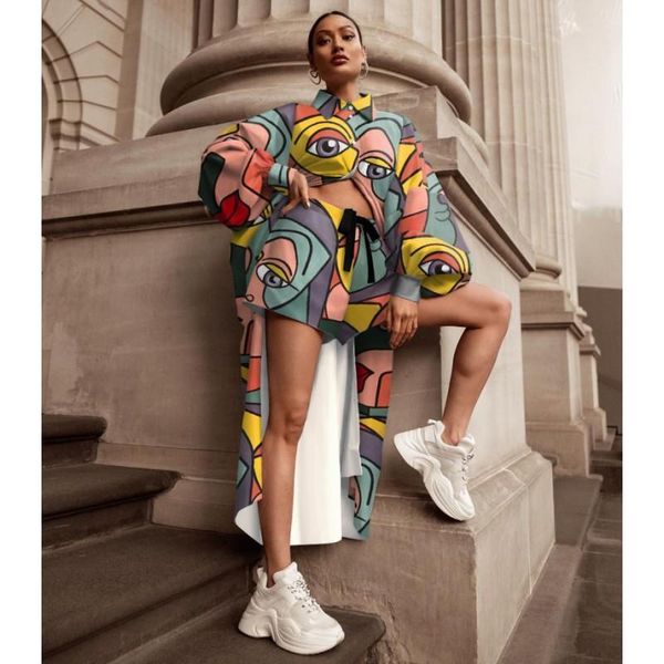

2 pieces set african sets womens pants printing button long and shorts suits two piece outfits africa clothing, White