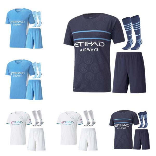 

kids socks manchester soccer jerseys 2021-2022 man grealish city sterling ferran de bruyne foden 21 -22 football shirts, Black;yellow