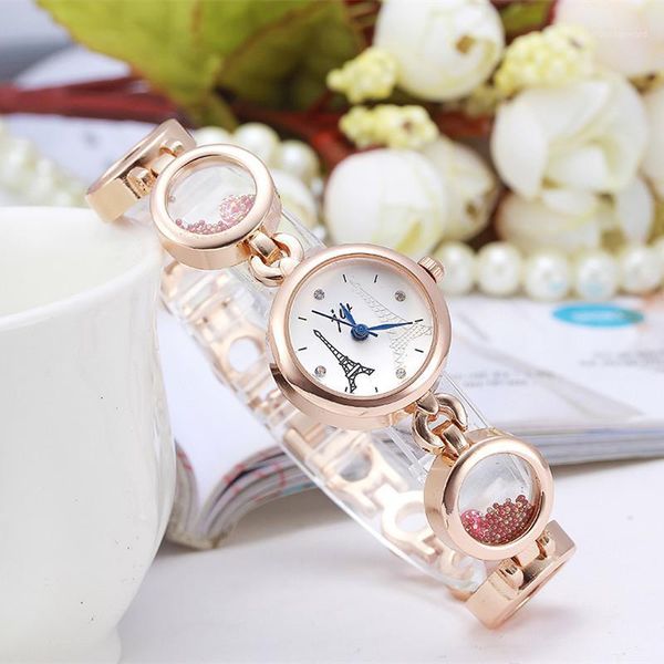 

wristwatches 100pcs/lot jw-8167l fashion lady alloy sable mouvant bracelet watch wrap quartz elegance quicksand wristwatch for women, Slivery;brown