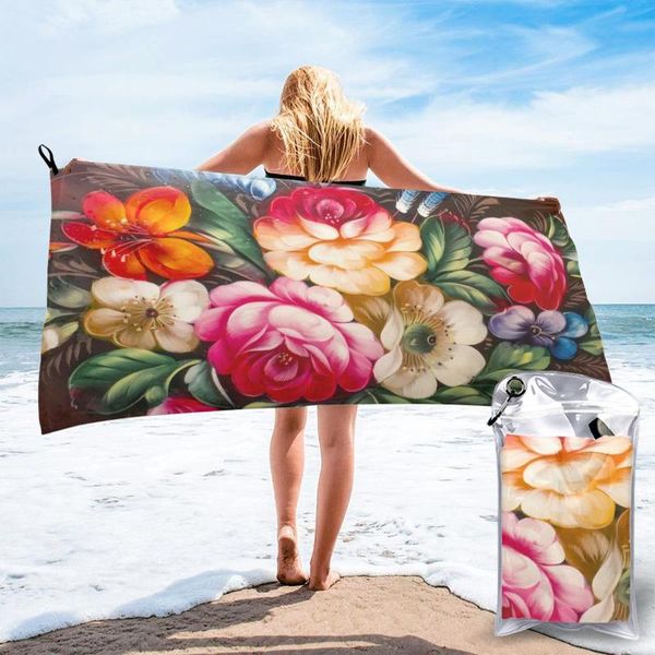 

towel ultralight compact quick drying oil floral painting microfiber camping hiking hand face outdoor travel kits