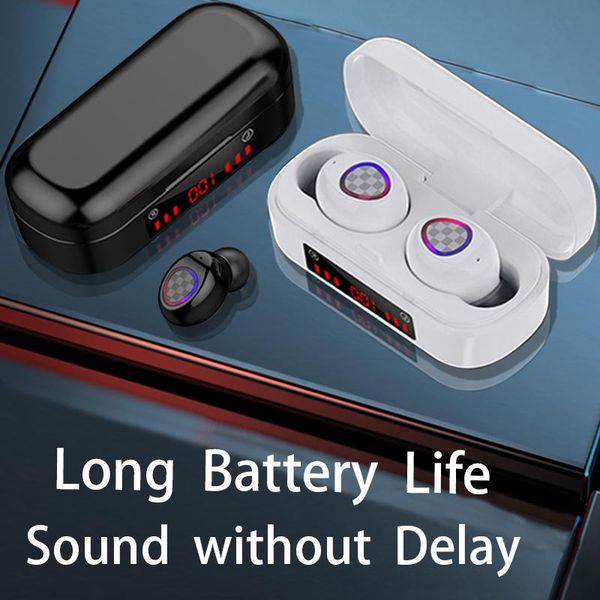 

5.0 intelligent touch wireless headphones with display stereo earbuds without delay long battery life game earphones cell phone