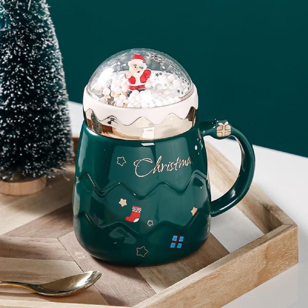 

mugs christmas coffee tea ceramic drink cups with cup lip spoon gift for women kids lover decoration