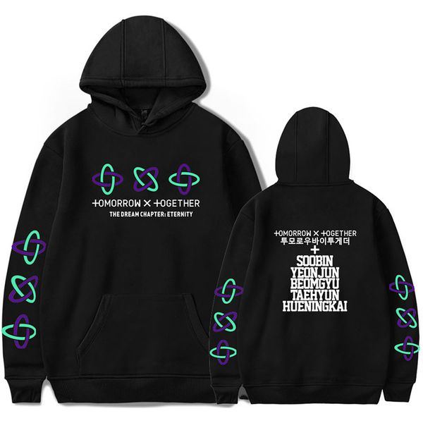 

women's hoodies & sweatshirts txt the dream chaptereternity cape hoodie men women pullovers casual streetwear tracksuit print clothes a, Black