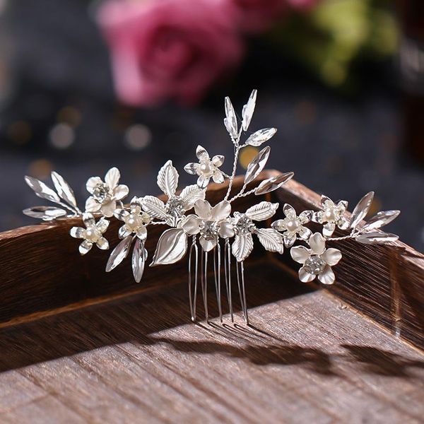 

hair clips & barrettes wedding comb decor rhinestone and pearl fashion elegant beautiful accessory for bride bridesmaids ea, Golden;silver