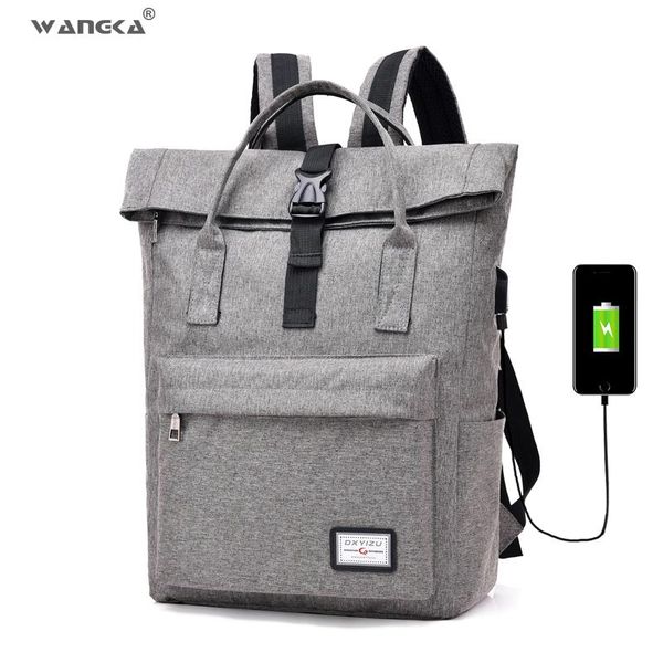 

backpack wangka 2021 canvas women school bags for girls large capacity usb charge men laptop