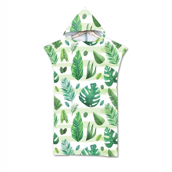 

towel beach digital printed leaf microfiber bathrobe hooded bath swimming surf wear