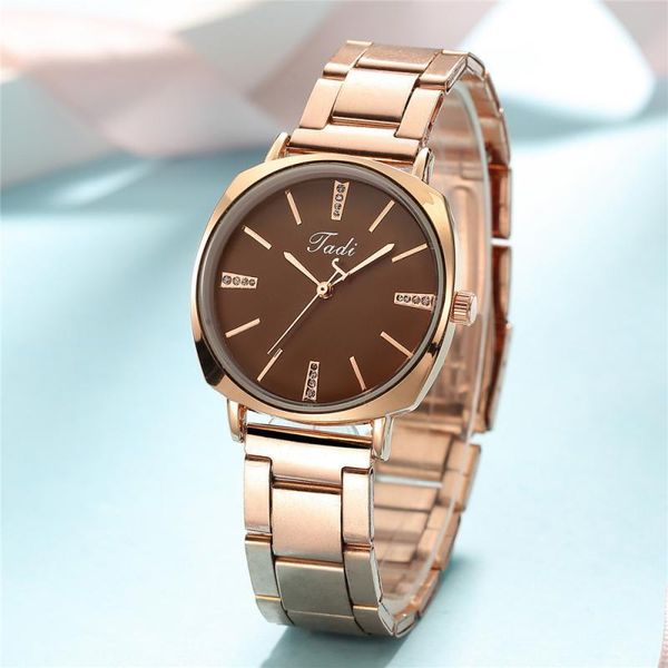 

diamond set women watches quartz watch steel belt fashion simple feminine luxury trend female clock montre femme wristwatches, Slivery;brown