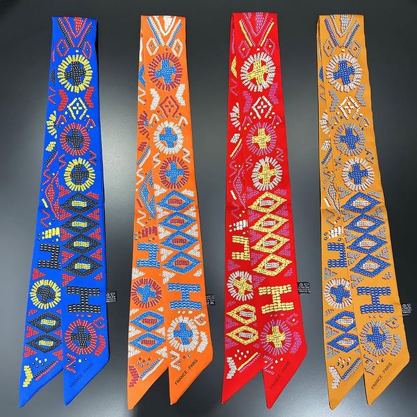 

scarves scarf women silk bag skinny design wrist towel foulard neckerchief headband for ladies, Blue;gray