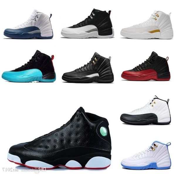 

2021 12 stone blue university gold dark concord reverse flu game white men boots shoes 12s playoff french blue sneakers 40-46 g1-x129, Black