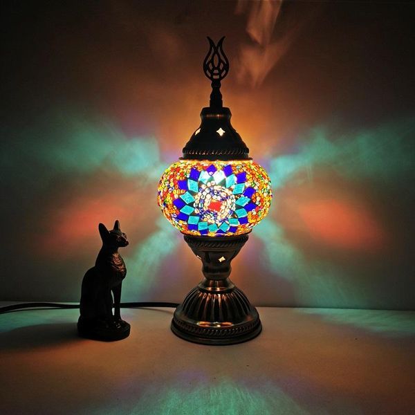 

table lamps turkish mosaic led lamp night neon desk stained glass rgb vintage art decor light for bedroom nordic
