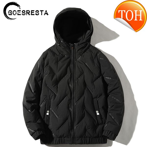 

men 2021 brand down winter jacket 80%white duck hooded s warm coat parka fashion casual harajuku thicken, Black