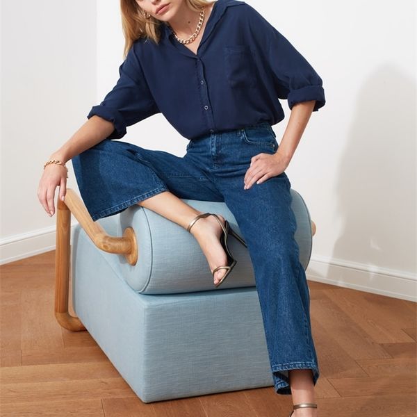 

trendyol high waist culotte jeans twoss20je0141, Blue