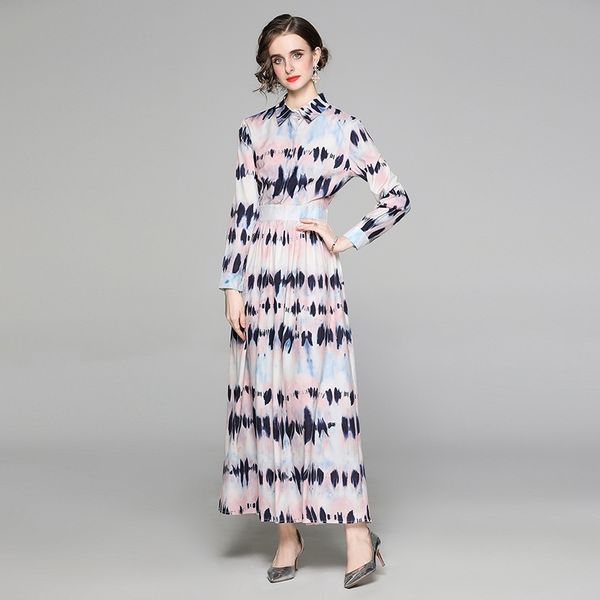 

banulin women's long sleeve vintage print casual maxi dress vestido de festa spring summer runway n78571 210603, Black;gray