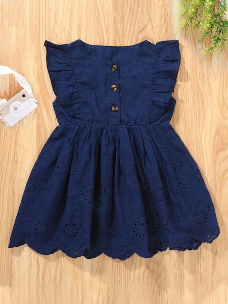 

baby girl eyelet embroidery ruffle sleeveless dress she01, Red;yellow