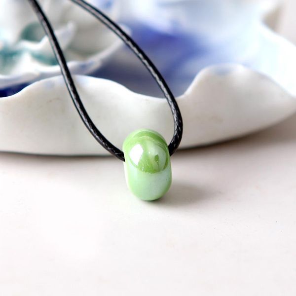 

charms 2021 fresh literary green song simple ethnic style short clavicle ceramic bead necklace pendant, Bronze;silver