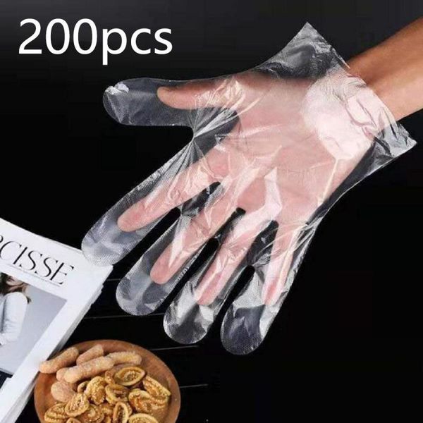 

disposable gloves 200pcs/box transparent plastic one-off bbq cooking household bathroom sanitary cleaning