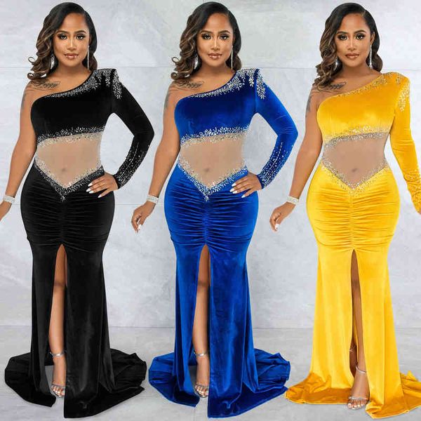 

casual dresses x5593 royal veet mh perspective pleated diagonal neck one shoulder split dresses, Black;gray