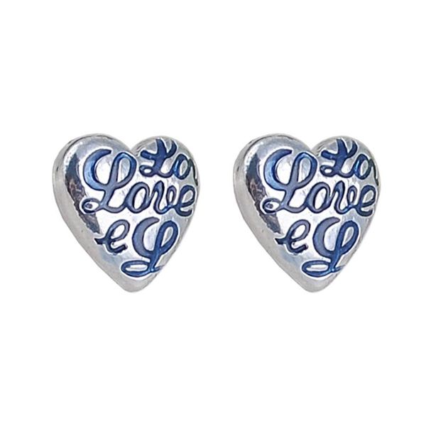 

stud fashion heart-shaped creative doll letter fluorescent earrings, Golden;silver