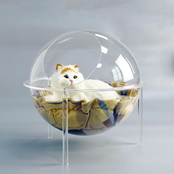 

cat beds & furniture pet nest space spherical transparent dog house sleeping mat