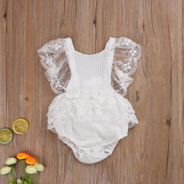 

jumpsuits baby & children's born girl clothes sleeveless solid color lace flower ruffle bowknot romper one-piece outfit sunsuit, Blue