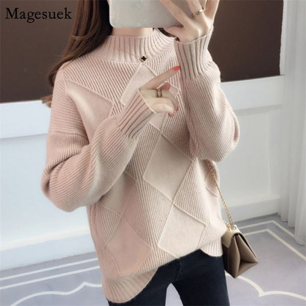 

loose winter sweater women long sleeve casual turtleneck sweaters soft warm pullover for 5775 50 210512, White;black