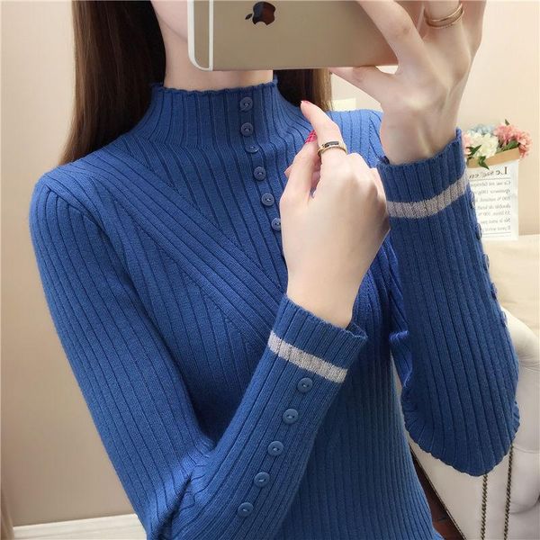

women's sweaters half turtleneck sweater women 2021 korean knitted bottoming shirt slim-fit winter, White;black