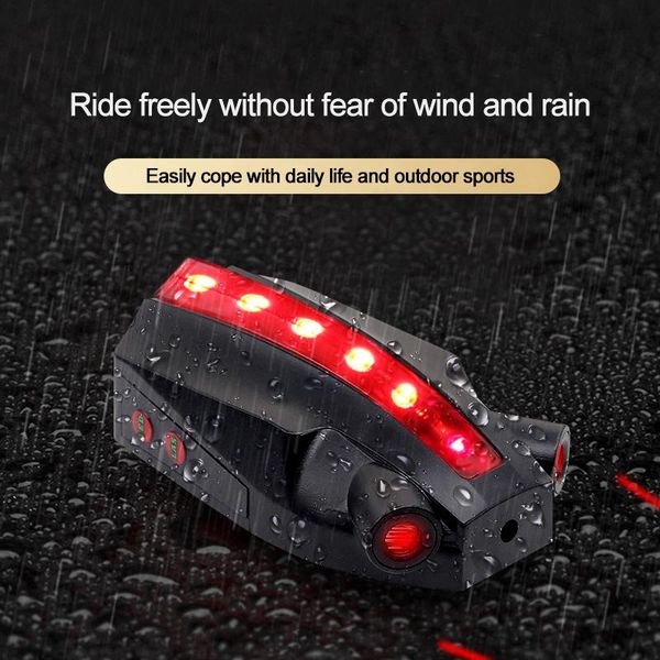 

bike lights 2 laser+5 led rear bicycle tail light road cycling flashing lamp safety warning
