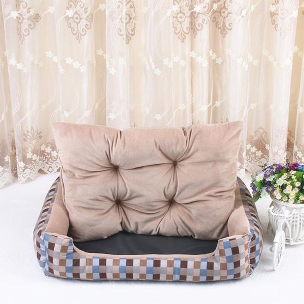 

kennels & pens pet house dog cat stripe bed with mat warm kennel cushion easy to clean hyd88
